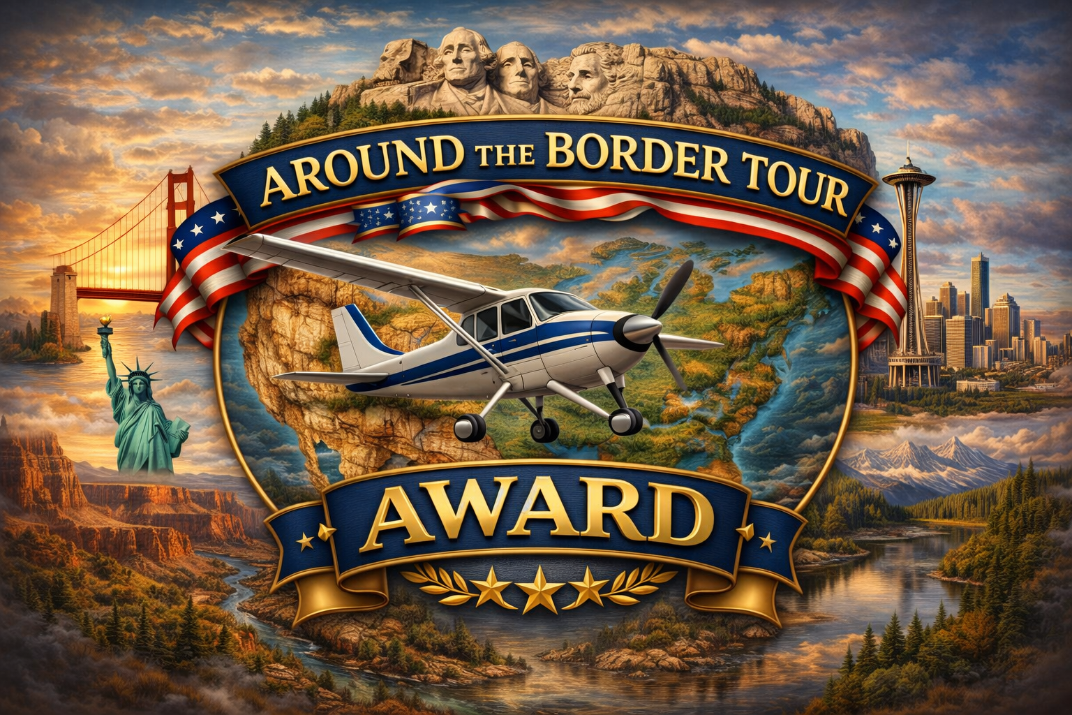 When a pilot has completed Around the Border Tour, award is auto granted upon completion.